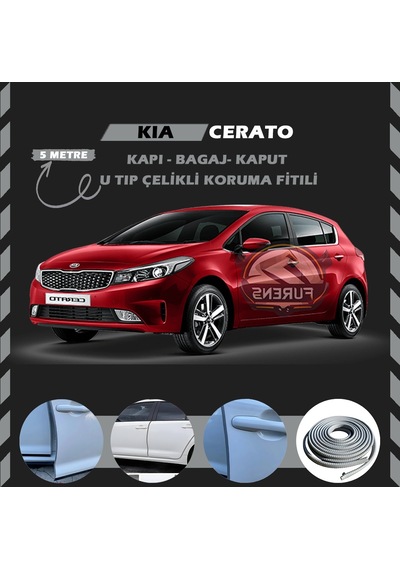 Kia Cerato Oto Araç Kapı Koruma Fitili 5metre Parlak Gri Renk