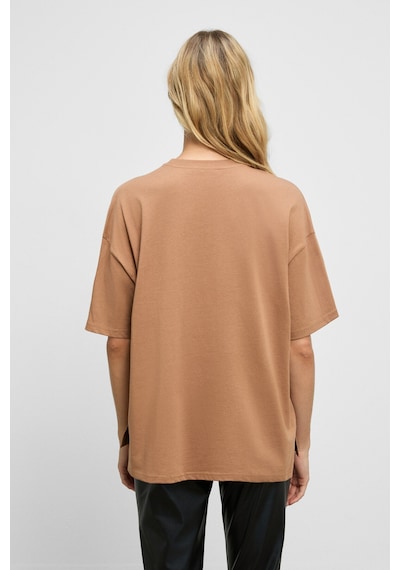 Grımelange Jemmy Kadın %100 Organik Pamuk Relaxed Fit Yırtmaçlı Yuvarlak Yakalı Vizon T-Shirt Grımelange Jemmy Kadın %100 Organik Pamuk Relaxed Fit Yırtmaçlı Yuvarlak Yakalı Vizon T-Shirt