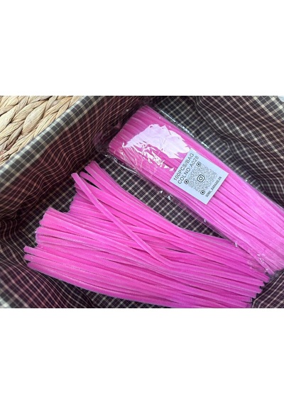 Şönil 100 Lü Şeker Pembe Renk Kod A028 30 Cm - Yoğun Tüylü Hobi Çubuğu Tel El İşi 100 Lü Paket