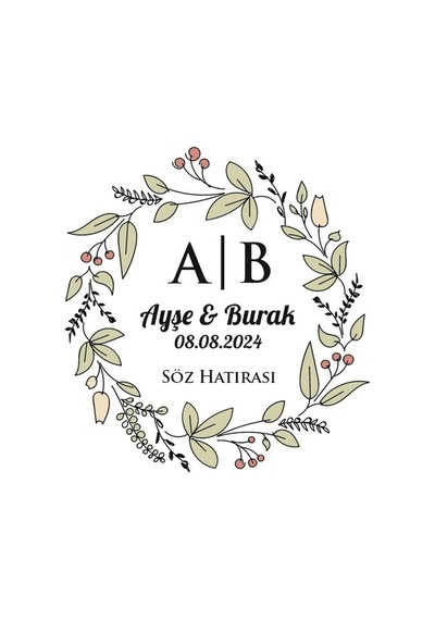 Çokgen Kenarlı Dikdörtgen Mühür Kına Nişan Düğün 3x3 Cm Özel Etiket / 50 Adet Sticker Beyaz