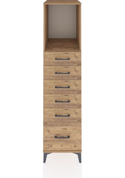 Kronos Dolap Tek Raflı 6 Çekmeceli 44x59x182 Çam-çam Atlas Çam