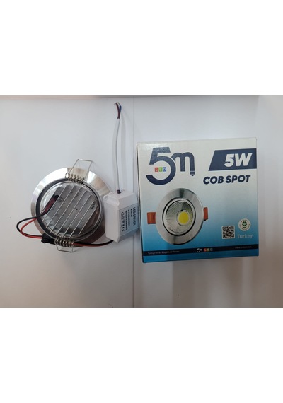 5m 5 Watt Cob Spot Krom Kasa 3200k Günışığı Led Spot 10 Lu Paket Gümüş - Krom