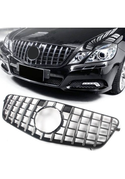 Mercedes E Serisi W212 GT 2009 2010 2011 2012 İle Uyumlu Piano Black Krom Şeritli Ön Panjur Izgara