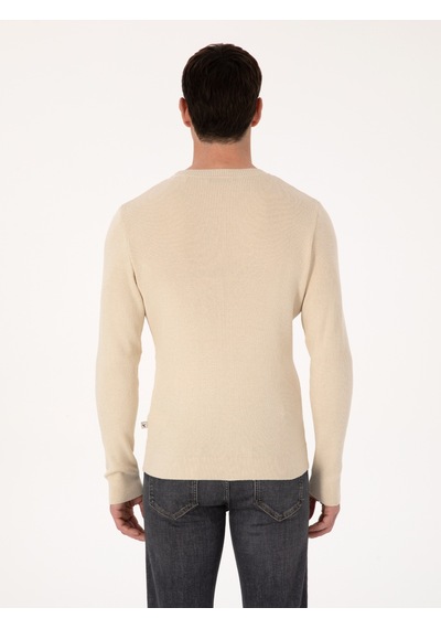 Cacharel Bej Slim Fit Pamuk Karışımlı Bisiklet Yaka Selanik Örgü Triko Kazak Cacharel Bej Slim Fit Pamuk Karışımlı Bisiklet Yaka Selanik Örgü Triko Kazak