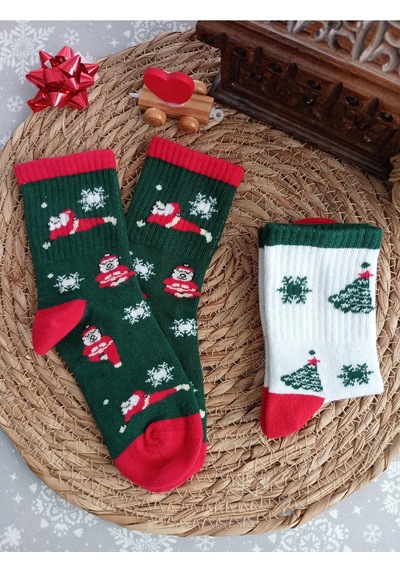 Butik 2'li Noel-Yılbaşı Konsept Unisex Çocuk Çorap