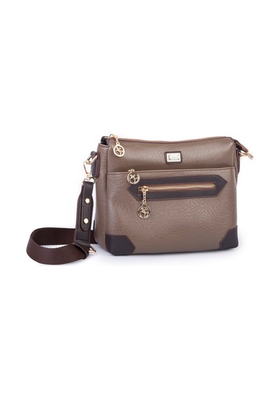 Nas Bag Kadın Spor Şık Günlük Postacı Çapraz Çanta En 25 Cm Boy 22 Cm Vizon Kahve Victoria