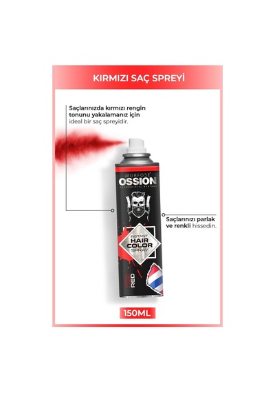 Morfose Ossion Premium Barber Line Kırmızı Renkli Saç Spreyi 150 Ml