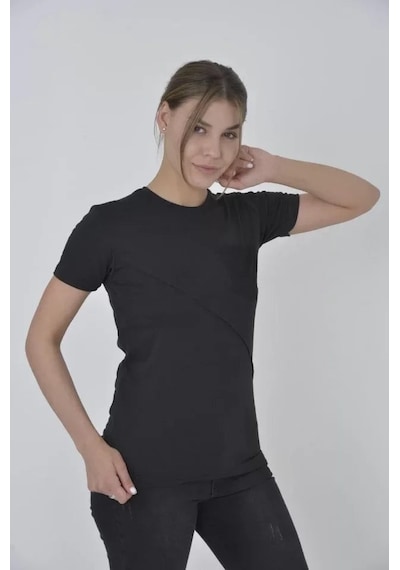 Yake Store File Cepli Slim Fit T-shirt - Siyah - Siyah