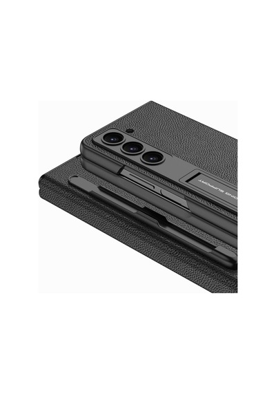 Samsung Uyumlu Galaxy Z Fold 5 Kılıf Zore Kalem Bölmeli Droga Kapak Siyah