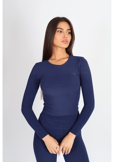 Soft&Basic Kadın Uzun Kollu Baskılı Bisiklet Yaka Lacivert Body Lacivert