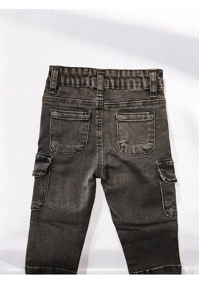 Çikoby Erkek Bebek Kargo Cep Detaylı Kot Pantolon-14878 Siyah
