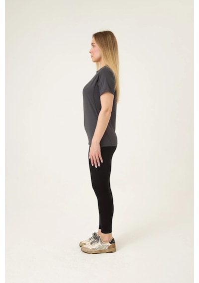 Zoor Kadın Kısa Kol Compression Fitness Gym Spor Body Tshirt Füme