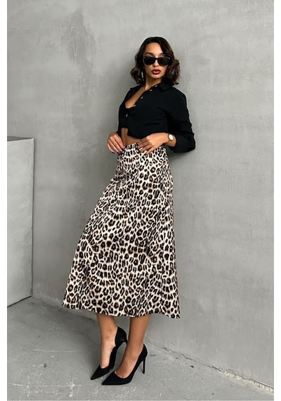 Verymoda Leopar Desenli Etek F1811