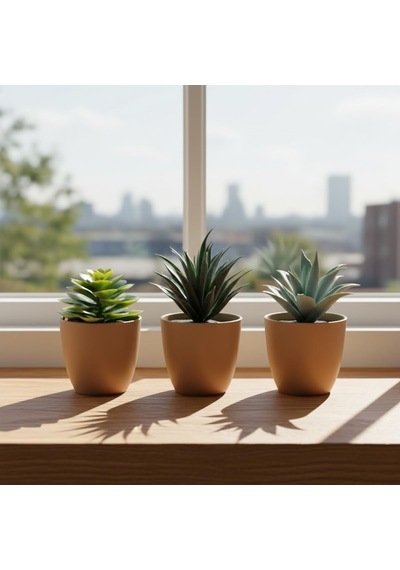Üçlü Mini Yapay Sukulent Seti 8 Cm Saksı, Dekoratif Küçük Bitki Seti, Gerçekçi Görünüm, Salon Ofis Ev Ma Diğer