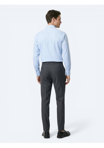 Kip Renkli Düz Dokuma Fitted Fit Klasik Yün Karışımlı Pantolon Çok Renkli