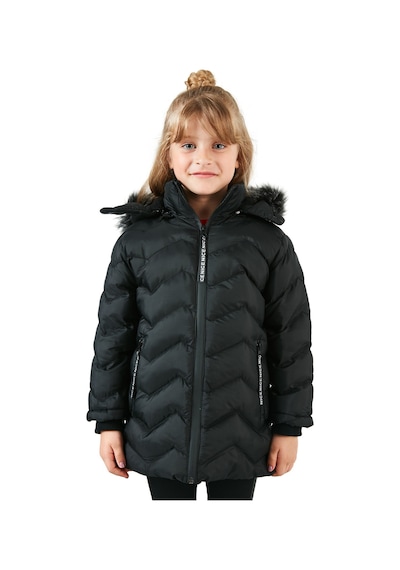 Lela Peluş Astarlı Yakası Suni Kürklü Çıkarılabilir Kapüşonlu Kışlık Kız Çocuk Mont 5766041 Siyah
