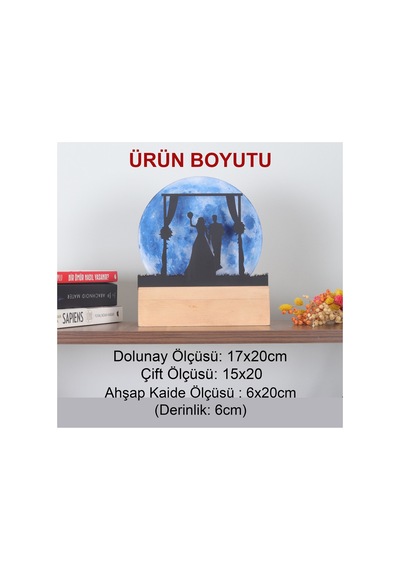 Led Işıklı Pleksi Dolunay Kişiselleştirilebilir Biblo Wedding Gelin Damat Anahtar Askılığı Mavi - 737346274