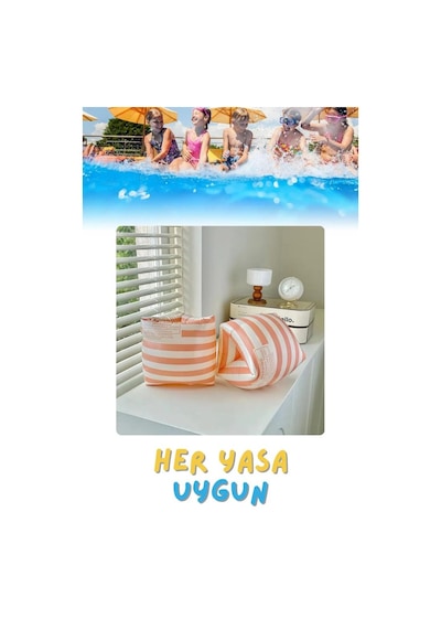 Çizgi Desen Turuncu Her Yaşa Uygun Yürüyen Kolluk, Şişme Deniz Havuz Yüzme Kolluğu, Yüzme Ekipmanları Turuncu