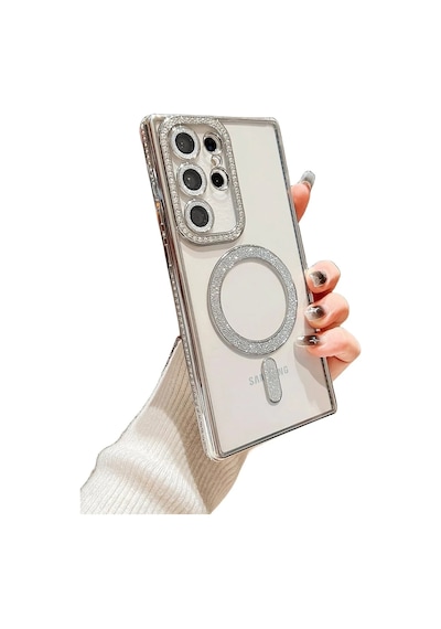 Samsung Uyumlu Galaxy S24 Ultra Kılıf Joke Simli Magneticsafe Kılıf - Pembe Standart