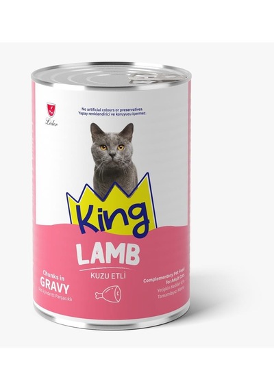 King Et Parçacıklı Kuzu Etli Yetişkin Kedi Konserve 400 Gr