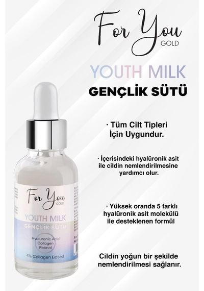 Gençlik Sütü Cilt Bakım Serumu, Anti-aging, Yaşlanma Karşıtı, Retinol-collagen-hyaluronic Acid 30 Ml