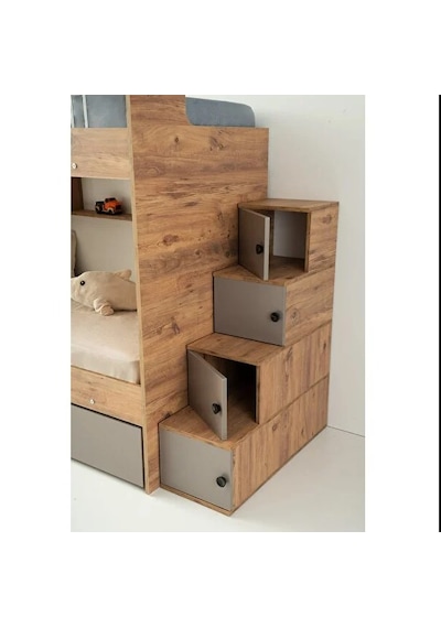 Grey Mdf Çelik Profilli Yavrulu Ranza Ac M2 90 X 190 Cm