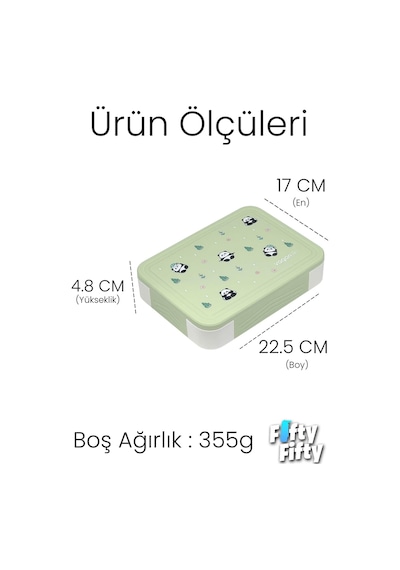 1330 Ml Tek Kat 6 Bölme Çocuk Beslenme Kutusu Çatal / Kaşık / Sos Kaseli -ffb1265 Yeşil