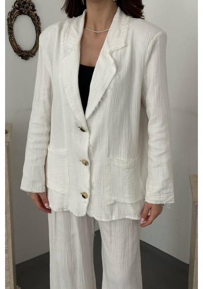 Beyaz Oversize Müslin Takım