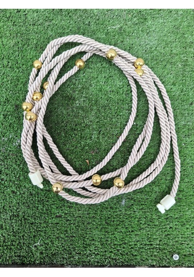 Ekru Krem Kruvaze Perde Tavan Korniş Bağlama Halatı - Gold Detaylı - Perde Süsü - 3 Metre - 1 Adet