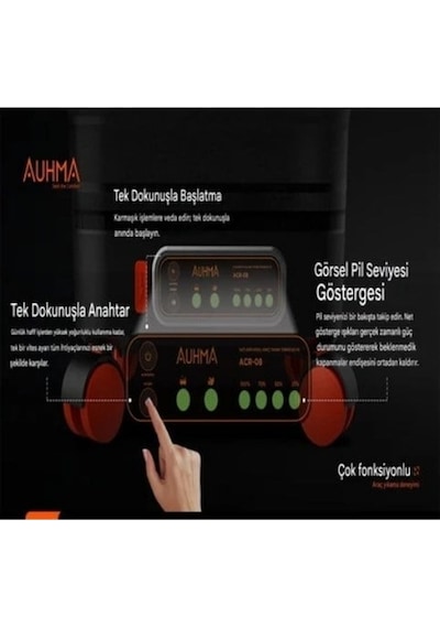 Auhma Acr-08 Katlanabilir Kovalı Basınçlı Araç Yıkama Makinesi 20.000 Mah Batarya 335 Psı Güç 16 Bar