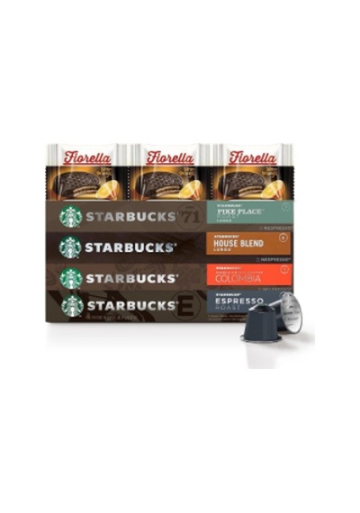 Starbucks Nespresso Uyumlu Pike Place+House Blend+Colombia+Espresso Roast Kapsül Kahve 4 x 10'lu+Fiorella 3 x 20 G