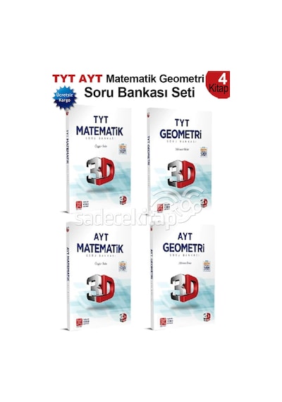 3D Yayınları Tyt Ayt Matematik Geometri Soru Bankası Seti 4 Kitap