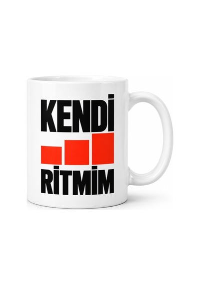 Kendi Ritmim Tasarımlı Porselen Kupa - Model 688 Kırmızı