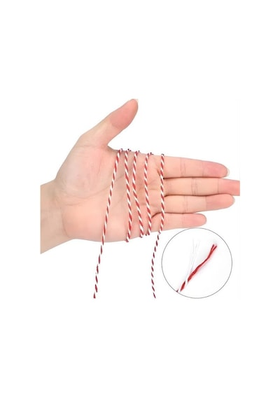 Marteniçka İpi Kırmızı Beyaz, 100 Metre 2 Mm, Bileklik Ve Hediye Paketleme İçin Dekoratif İp 000 Açık Krem