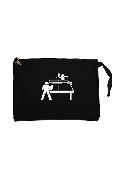 Ping Pong Table Tennis Round Siyah Clutch Cüzdan / El Çantası Siyah