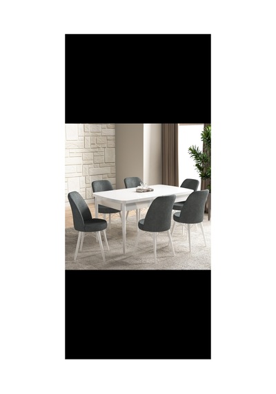 İdeal Home Beyaz Kelebek Masa 6 Gri Sandalye Beyaz İdeal Home Beyaz Kelebek Masa 6 Gri Sandalye Beyaz