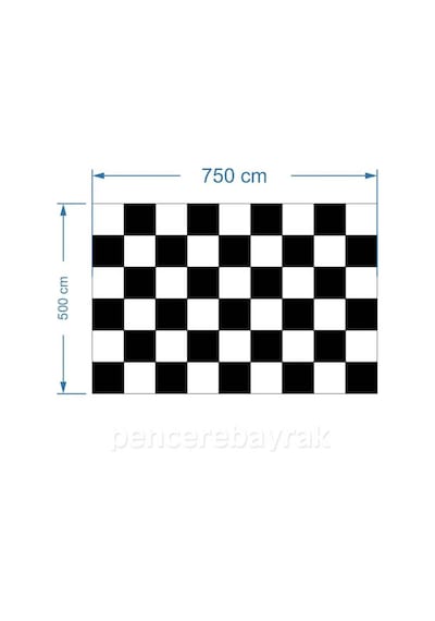50x70 Cm Damalı Bayrak Plastik Sopalı Raşel Kumaş