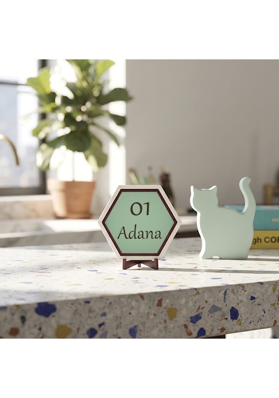 01 Adana Yazılı Minimalist Dekoratif Parça, Adana Severlere Anlamlı Ve Şık Bir Hediye Seçeneği 10x10 Cm, Açık Yeşil