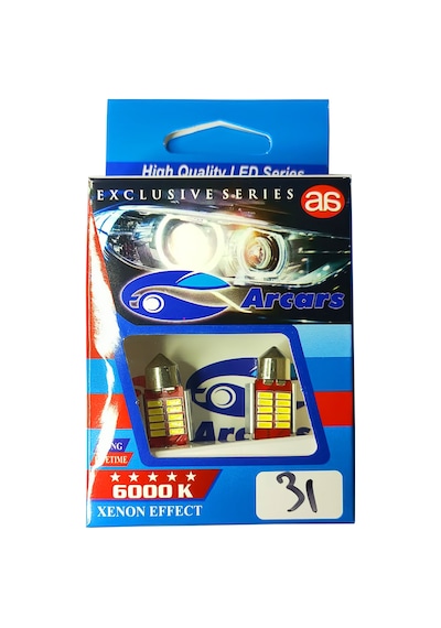 Sofit Led 12v 31mm 10 Ledli Beyaz Ampül 2'li Takım