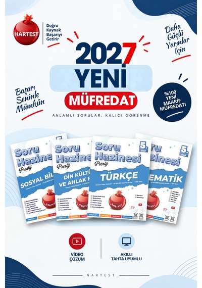 Nartest Yayınevi 2027 5. Sınıf Sosyal Bilgiler + Din Kültürü Ve Ahlak Bilgisi + Türkçe + Matematik Yeni Müfredat Bağlam Temelli Soru Hazinesi Seti 4 Kitap