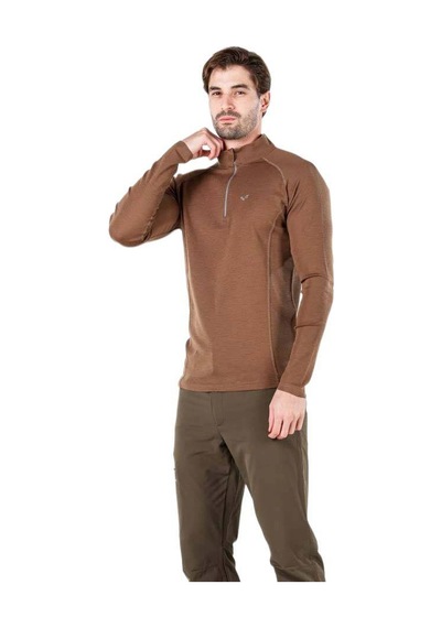Woolona Astro Uzun Kollu Yarım Fermuarlı Yün Termal İçlik Brown