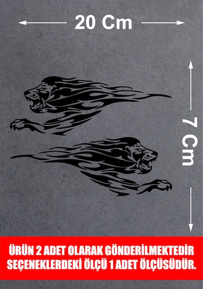 Aslan Sticker 2 Adet - Araba Oto Motosiklet Karavan Cam Sticker - 00109 20x7 Cm
