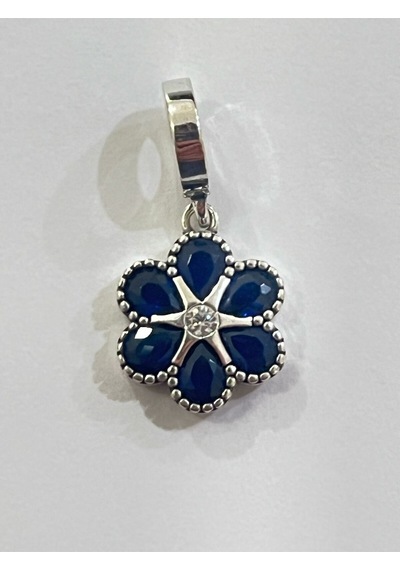 Mavi Papatya Charm Gümüş
