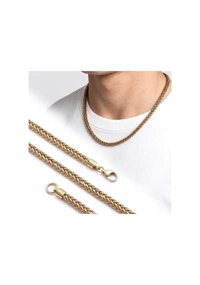 Premium Parlak Ve Şık Çelik Oval Zincir Gold Renk Erkek Kolye 4 Mm 55 Cm 3183eck008 Altın