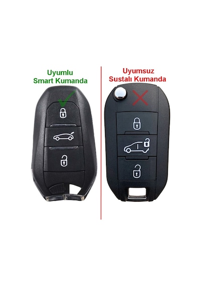 Proace Rifter Berlingo Combo Ds Uyumlu Smart Kumanda Anahtar Kılıfı Oto Anahtarlık Turkuaz Gold
