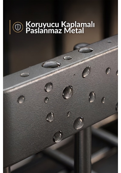 Mutfak Evye Üstü Tezgah Organizer Paslanmaz Metal Süngerlik Sabunluk Bez Askılı Tepsili Düzenleyici Siyah