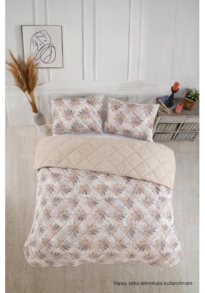 Tek Kişilik Pike Çift Taraflı Kapitone Pike Ve Yatak Örtüsü Takımı 160x230 Cm Desenli Çarşafsız Kahver Diğer