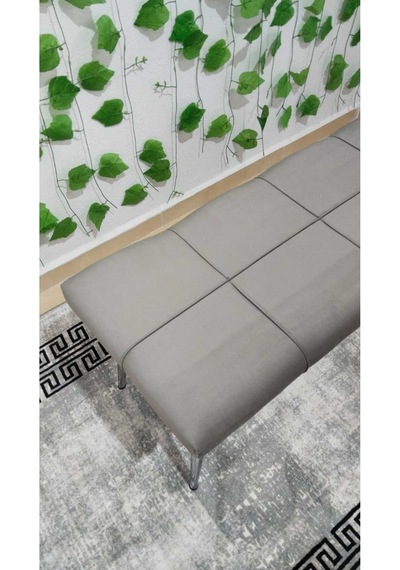 Özcan Metal Metal Ayaklı Krom Gri Bench Mutfak Salon Antre Yatak Odası Puf Bank Gri