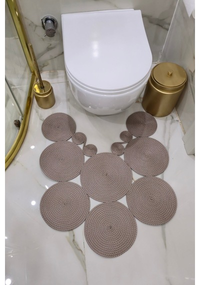 El Yapımı Bohem Jüt, Hasır, Paspas, Banyo Paspası, Klozet Önü Paspası, Klozet Paspas, Çift Taraflı Vizon