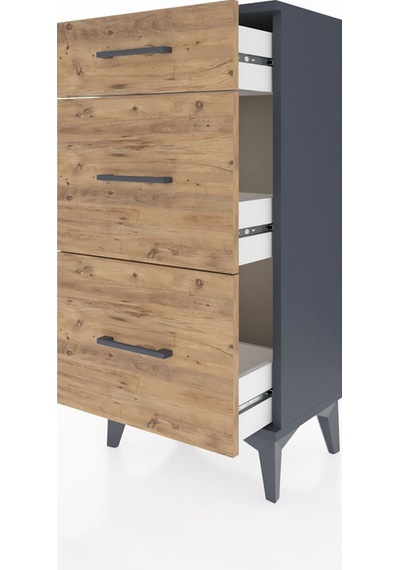 Arges Komodin 3 Çekmeceli 44x30x96 Antrasit-çam Antrasit